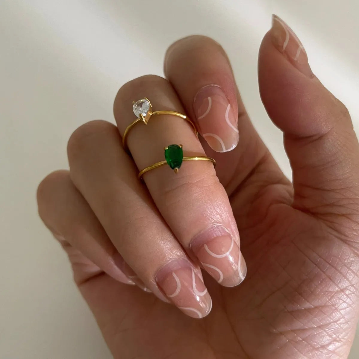2-Piece 18K Gold-Plated Inlaid Zircon Open Ring - Ladyez