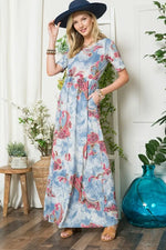 Celeste Full Size Paisley Print Short Sleeve Maxi Dress with Pockets Plus Size - Ladyez