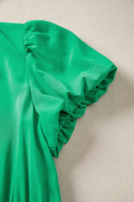 Elegant Ruffled Tiered Puff Sleeve Maxi Dress