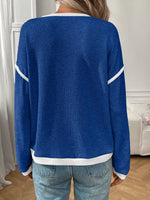 Ribbed Knit Contrast Trim Sweater