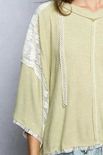 POL Short Sleeve Hoodie Top with Lace Detail