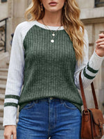 Ribbed Raglan Sleeve T-Shirt