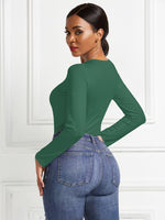 Round Neck Long Sleeve Bodysuit - Ladyez