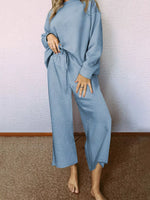 Loose Textured Top and Pants 2pcs Outfit Set