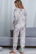 Shiny Tie-Dye Crewneck Top and Drawstring Waist Joggers Lounge Set - Ladyez