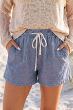 Striped Drawstring Denim Shorts