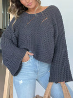Openwork Batwing Sleeve Sweater