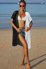 Angel Wings Two-Tone Side Slit Open Front Cover Up - Ladyez