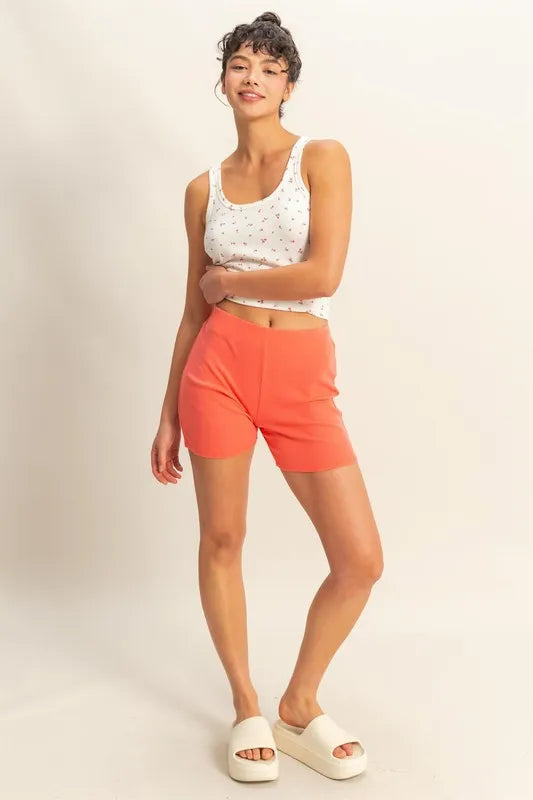 HYFVE High Waist Ribbed Fitted Biker Shorts - Ladyez