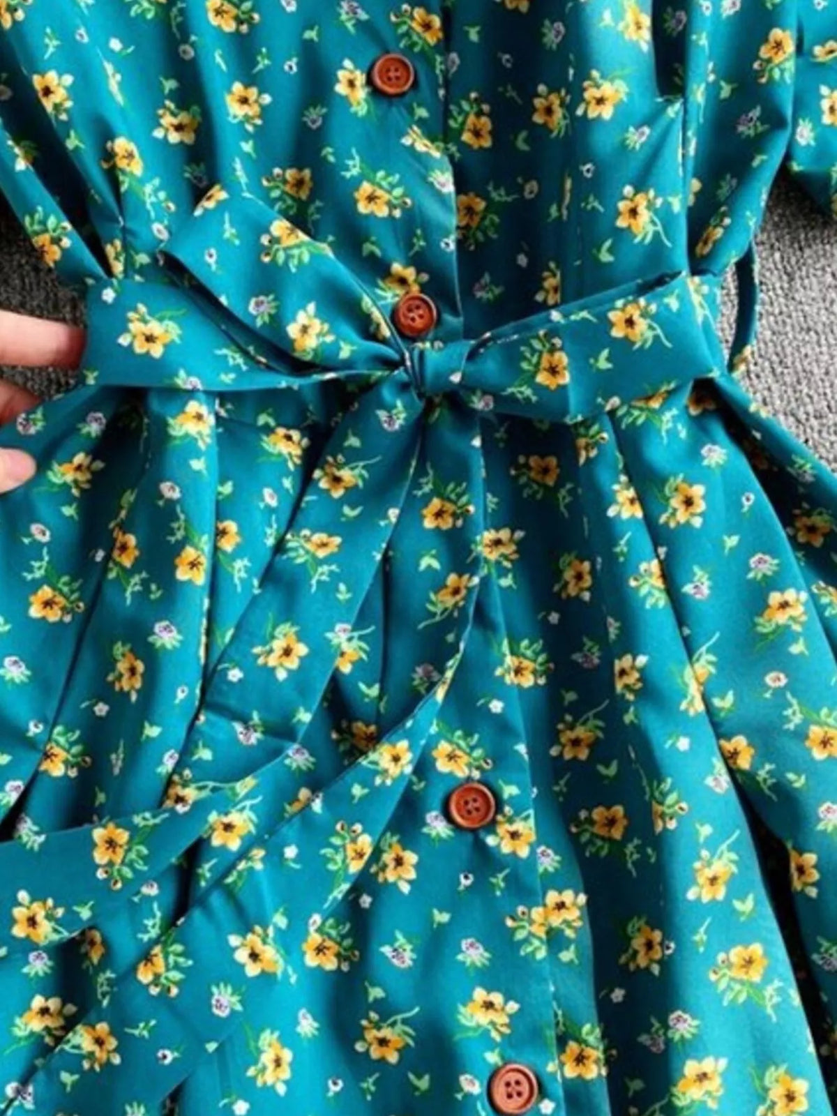 Floral Print V-Neck Midi Dress