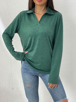 Collared Neck Long Sleeve T-Shirt