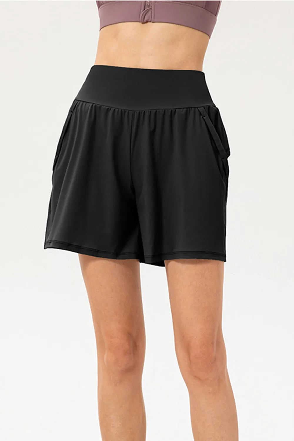 Pocketed Elastic Waist Active Shorts - Ladyez