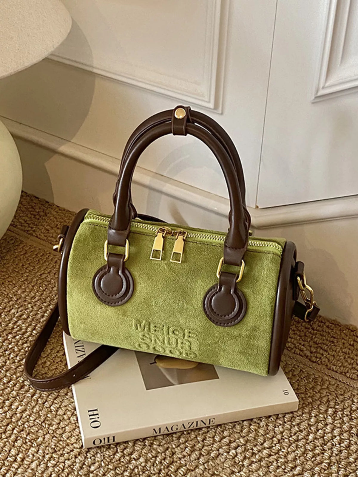 Barrel Crossbody Bag with Top Handle