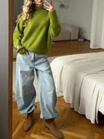 Mock Neck Dropped Shoulder Sweater