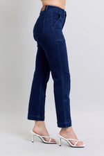 Judy Blue Full Size Hw Work Wear Knee Patch Straight Jeans Plus Size - Ladyez