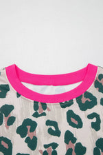 Leopard Print Short Sleeve Top and Shorts Set