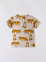 Children's Tiger Print Crew Neck Short Sleeve T-Shirt