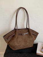 Solid Color Buckle Tote Bag