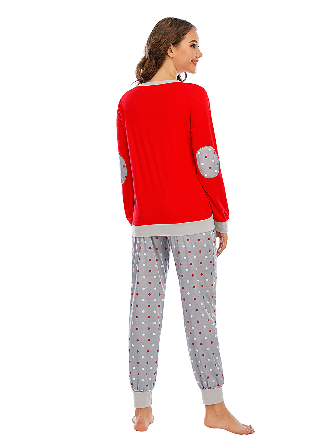 Long Sleeve Top and Polka Dot Pants Set - Ladyez