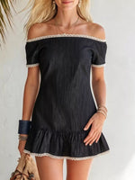 Lace Detail Off Shoulder Mini Dress