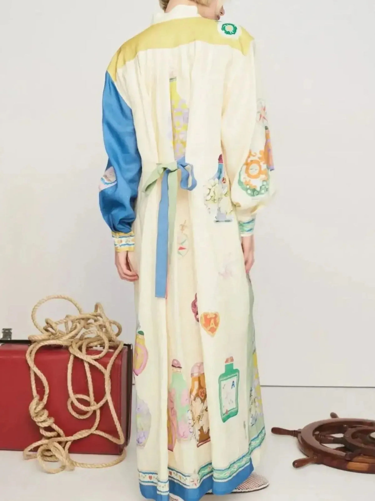Printed Button Up Maxi Shirt Dress - Ladyez