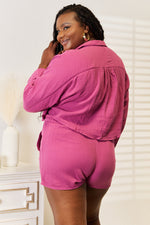Basic Bae Buttoned Long Sleeve Top and Shorts Set - Ladyez