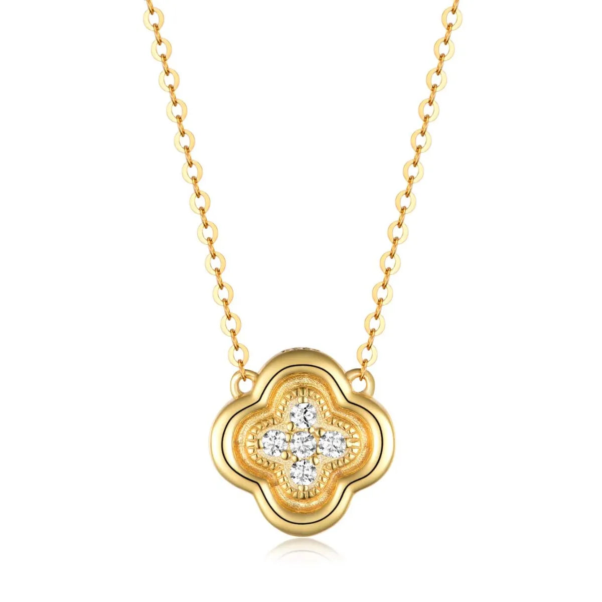 925 Sterling Silver Moissanite Leaf Clover Necklace - Ladyez
