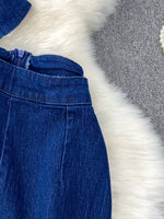 Button Detail Vest and Flare Jeans Denim Set