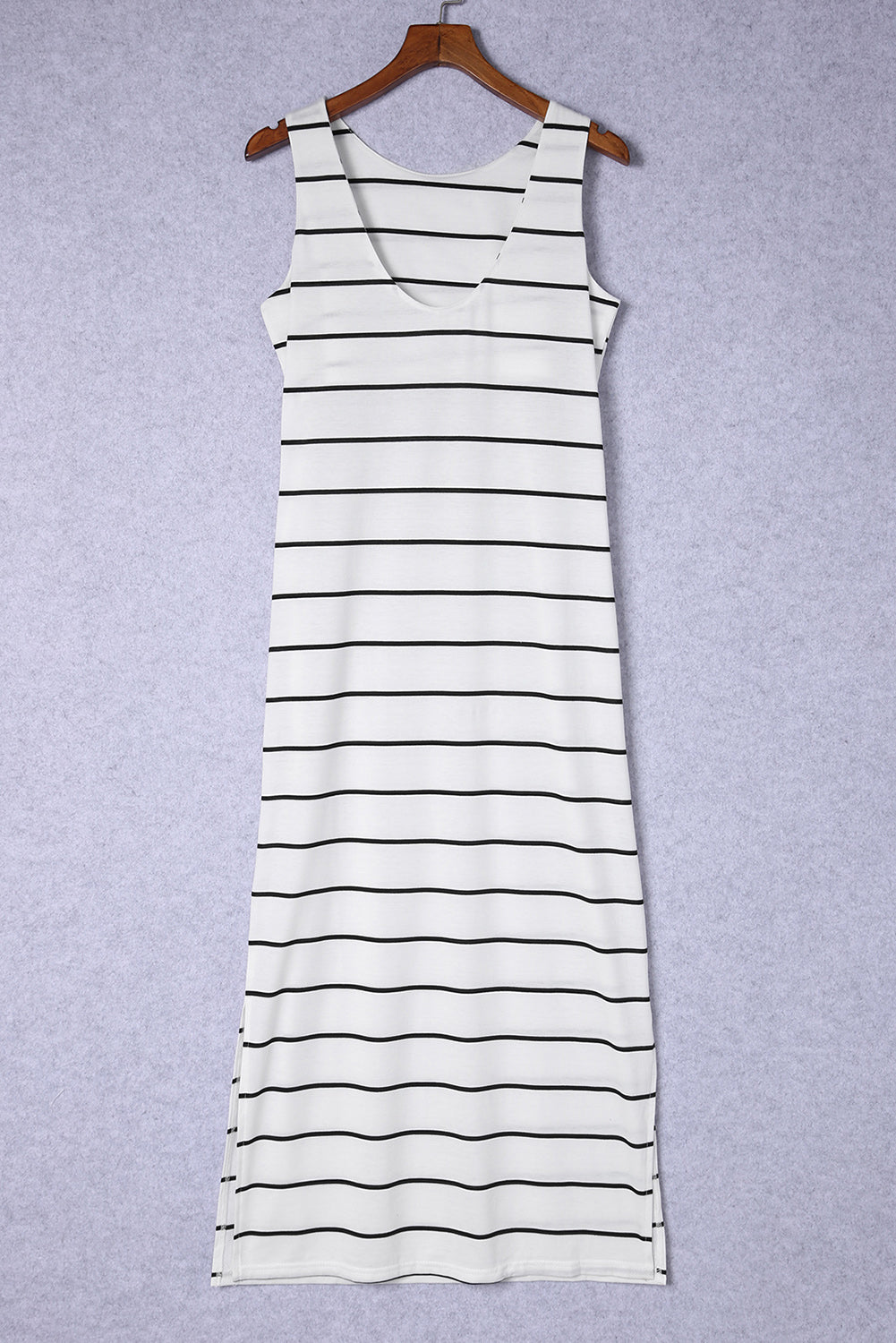 Striped Slit Sleeveless Maxi Dress - Ladyez