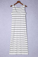 Striped Slit Sleeveless Maxi Dress - Ladyez