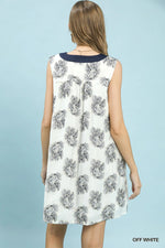 Umgee Floral Sleeveless Contrast V-Neck Mini Dress