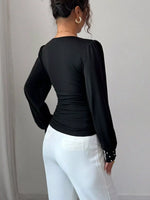 Pearl Embellished V-Neck Blouse