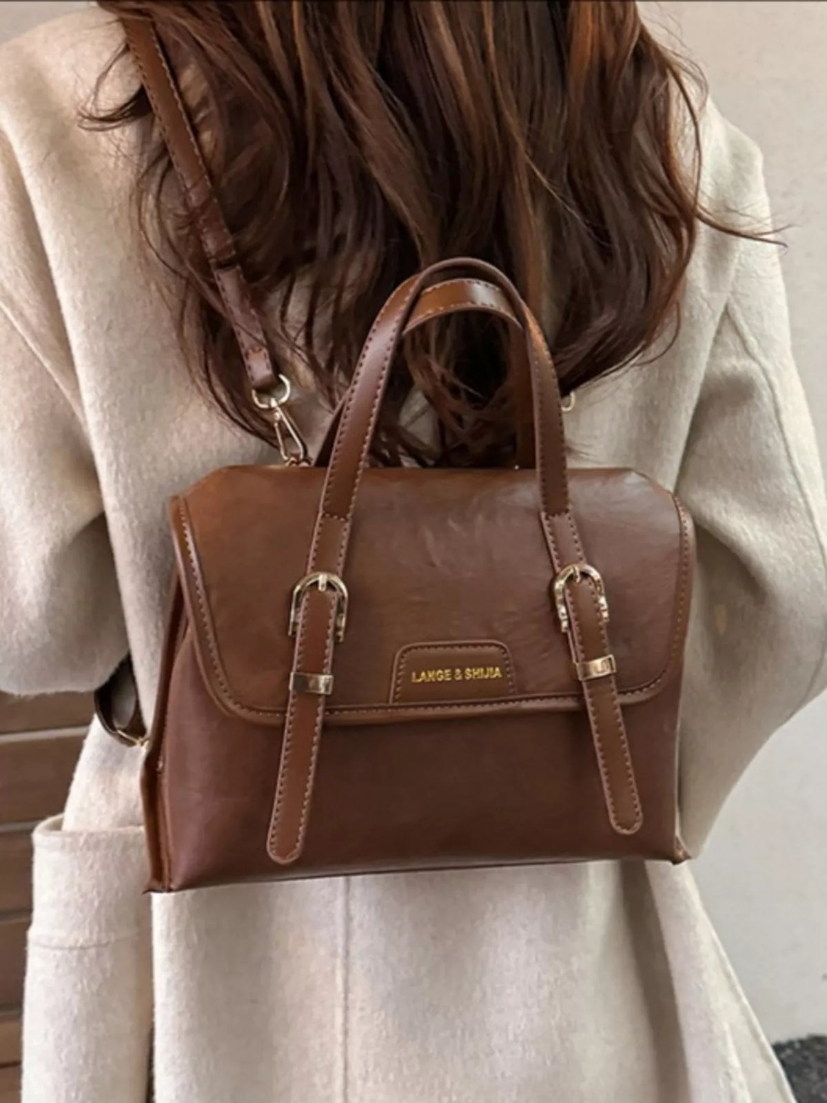 Leather Flap Backpack Bag