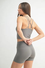 MONO B Venice Cloud Light Crisscross Sports Bra - Ladyez