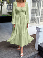 Tiered Balloon Sleeve Midi Dress