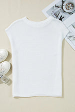 Side Slit Round Neck Knit Top