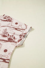 Desert Sand Print Short Sleeve Knit Top