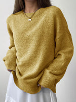 Full Size Cozy Knit Round Neck Oversized Sweater Plus Size