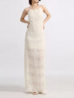 Backless Halter Neck Ruched Maxi Dress