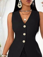 Sleeveless Button-Down Vest & Shorts Set