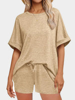 Round Neck T-Shirt and Drawstring Shorts Set