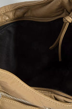 Fame Multi Zipper Pocket Leather Hobo Bag