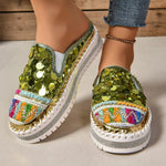 Sequin Round Toe Platform Loafers