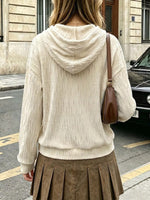 Textured Drawstring Dropped Shoulder Hoodie