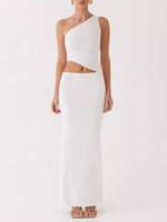 Full Size One-Shoulder Top and Maxi Skirt Set Plus Size