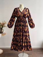 Plus Size Floral Print V-Neck Maxi Dress