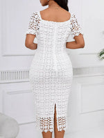 Lace Short Sleeve Midi Dress