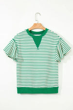 Striped Flounce Sleeve Casual Blouse
