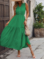 Notched Sleeveless Maxi Tank Dress