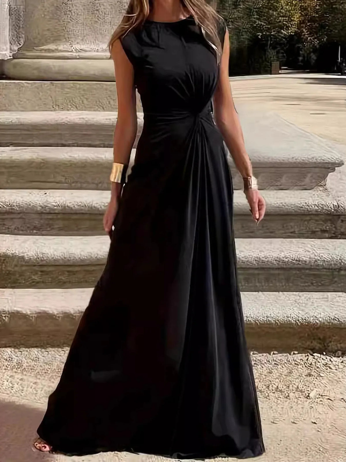 Round Neck Sleeveless Maxi Dress - Ladyez